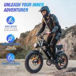 Ridstar Electric Bike for Adults, 1000/2000W, 25/30/37MPH,48V-52V, 20AH,40AH Battery, Max 50-180 Miles Electric Motorcycle, 20" Fat Tire Dirt Bike, Shamano 7-Speed E-Bike