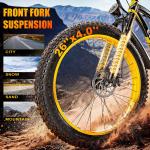 26"Fat Tire 1500W Electric Mountain Bike for Adults 34MPH 60Miles Cruiser E-bike