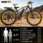 26"Fat Tire 1500W Electric Mountain Bike for Adults 34MPH 60Miles Cruiser E-bike