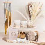 House Warming Gifts New Home | 8 Pcs New House Essentials | Housewarming Gifts Basket with Coasters, Personalized Gift Ideas Basket with Wind Chime, Realtors Closing Gifts for Home Buyers