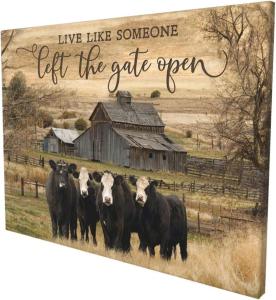 Farmhouse Wall Art Barn Cow Canvas Print Rustic Country Themed Painting Giclee M