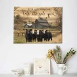 Farmhouse Wall Art Barn Cow Canvas Print Rustic Country Themed Painting Giclee M