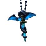 Luminous Dragon Sword Pendant Necklace for Mythical Fans
