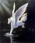Mythical White Pegasus Art Print Wall Decor