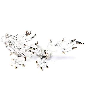 Tiny 3¼" Clear and Gold Chinese Dragon Figurine