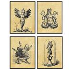 Gothic Mythical Creatures Wall Art Prints Set