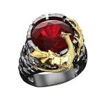 3D Dragon Ring with Red Crystal Inlay