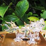 Tiny 3¼" Clear and Gold Chinese Dragon Figurine