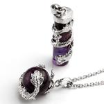 Mystical Amethyst Dragon Wrapped Pendant Necklace Set