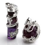 Mystical Amethyst Dragon Wrapped Pendant Necklace Set
