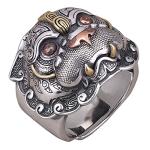Adjustable 925 Silver Chinese Pixiu Feng Shui Ring