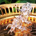 Tiny 3¼" Clear and Gold Chinese Dragon Figurine