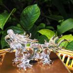 Tiny 3¼" Clear and Gold Chinese Dragon Figurine