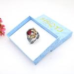 3D Dragon Ring with Red Crystal Inlay