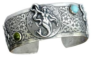 Mermaid Cuff Bracelet with Amazonite & Jade