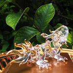 Tiny 3¼" Clear and Gold Chinese Dragon Figurine