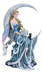 Celestial Crescent Moon Fairy Statue 11" H