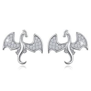 Sterling Silver Pterosaur Dragon Stud Earrings