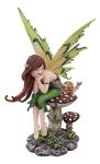 Whimsical Fairy on Toadstool Statue Collectible Figurine