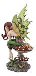 Whimsical Fairy on Toadstool Statue Collectible Figurine