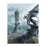 Dragon & Castle Print Soft Mythical Throw Blanket