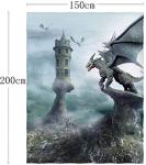 Dragon & Castle Print Soft Mythical Throw Blanket