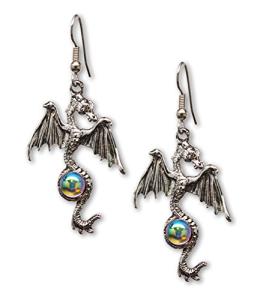 Mystical Silver Dragon Dangle Earrings