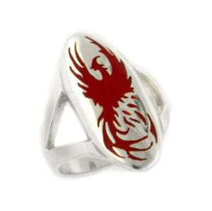 Phoenix Rising Sterling Silver Ring in Red Firebird