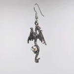 Mystical Silver Dragon Dangle Earrings