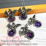 Amethyst Dragon Pendant Necklace for Men and Women