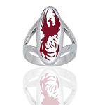 Phoenix Rising Sterling Silver Ring in Red Firebird