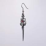 Gothic Skull Dagger Earrings with Red Crystals