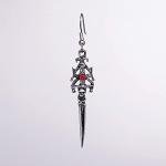 Gothic Skull Dagger Earrings with Red Crystals
