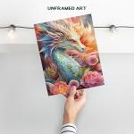 Mythical White Dragon Wall Art for Gamers