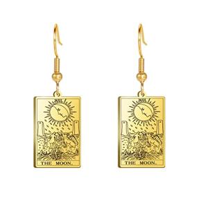 Moon Phase Tarot Card Dangle Earrings in Gold
