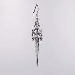 Gothic Skull Dagger Earrings with Red Crystals