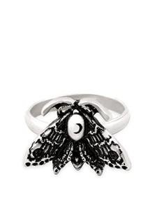 Witchy Crescent Moon Moth Adjustable Ring