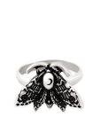 Witchy Crescent Moon Moth Adjustable Ring