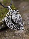 Celtic Raven on Crescent Moon Necklace