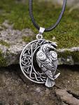 Celtic Raven on Crescent Moon Necklace