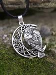 Celtic Raven on Crescent Moon Necklace