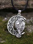 Celtic Raven on Crescent Moon Necklace
