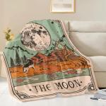 Moon Tarot Card Throw Blanket - Boho Wolf Design