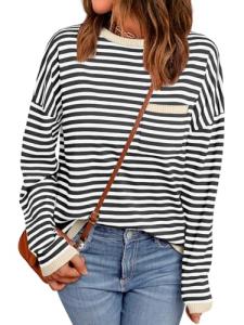 LILLUSORY Striped Oversized Sweater for Women
