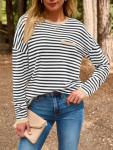 LILLUSORY Striped Oversized Sweater for Women