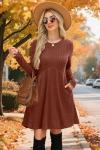 Women’s Caramel Long Sleeve Fall Dress with Pockets