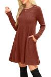 Women’s Caramel Long Sleeve Fall Dress with Pockets