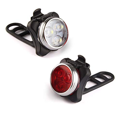 Ascher USB Rechargeable Bike Light Set with 4 Modes