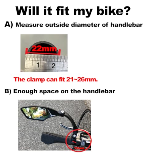 Hafny HD Handlebar Bike Mirror - Left Side