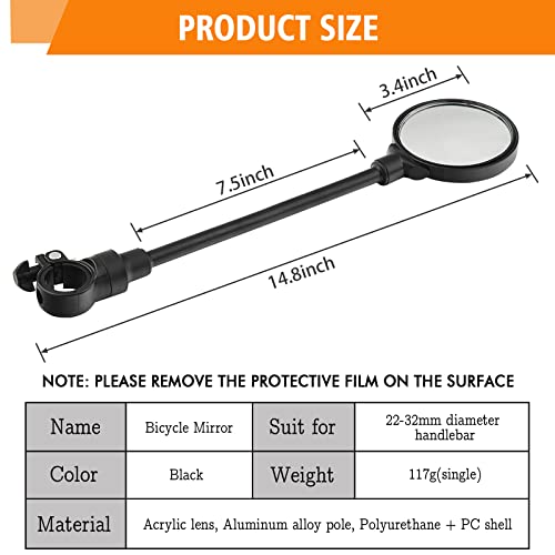 2 Pack Adjustable Bike Handlebar Mirrors